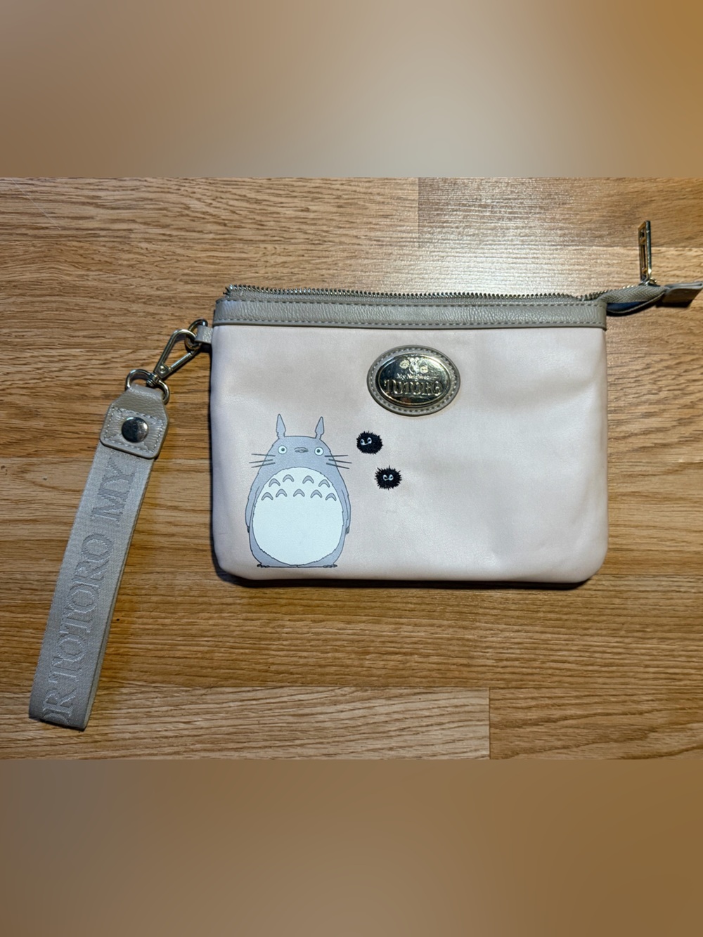 Totoro Wristlet Clutch - Tan Faux Leather